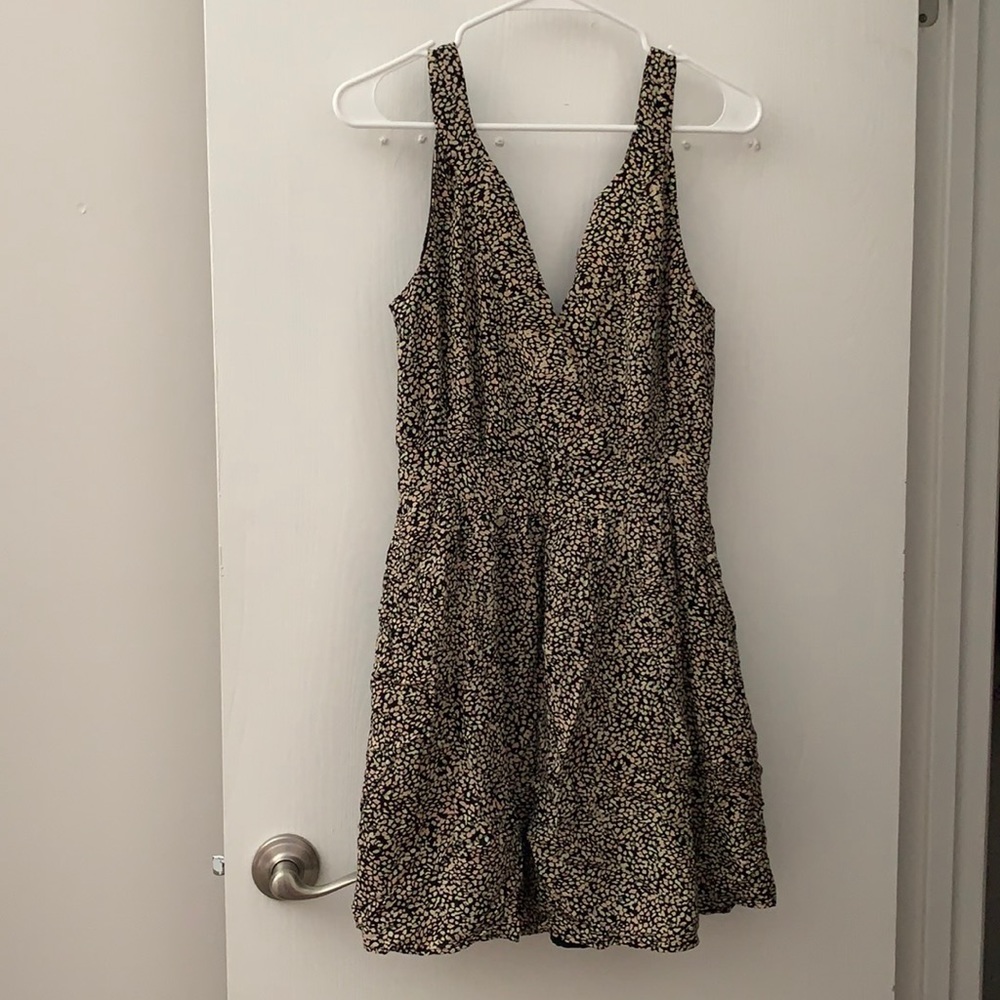 Deep v skater summer dress floral